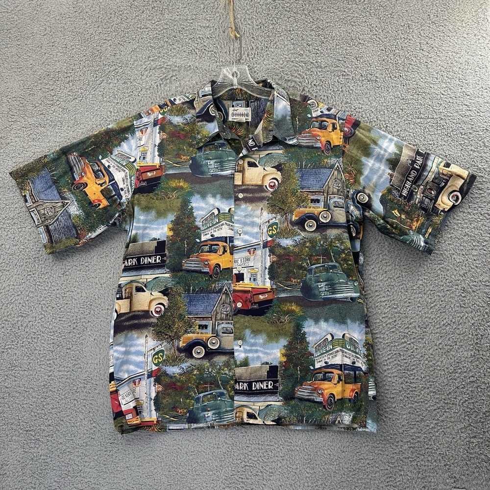Reyn Spooner Highland Park Diner Drive-In Classic Trucks Shirt Cotton Men's XL